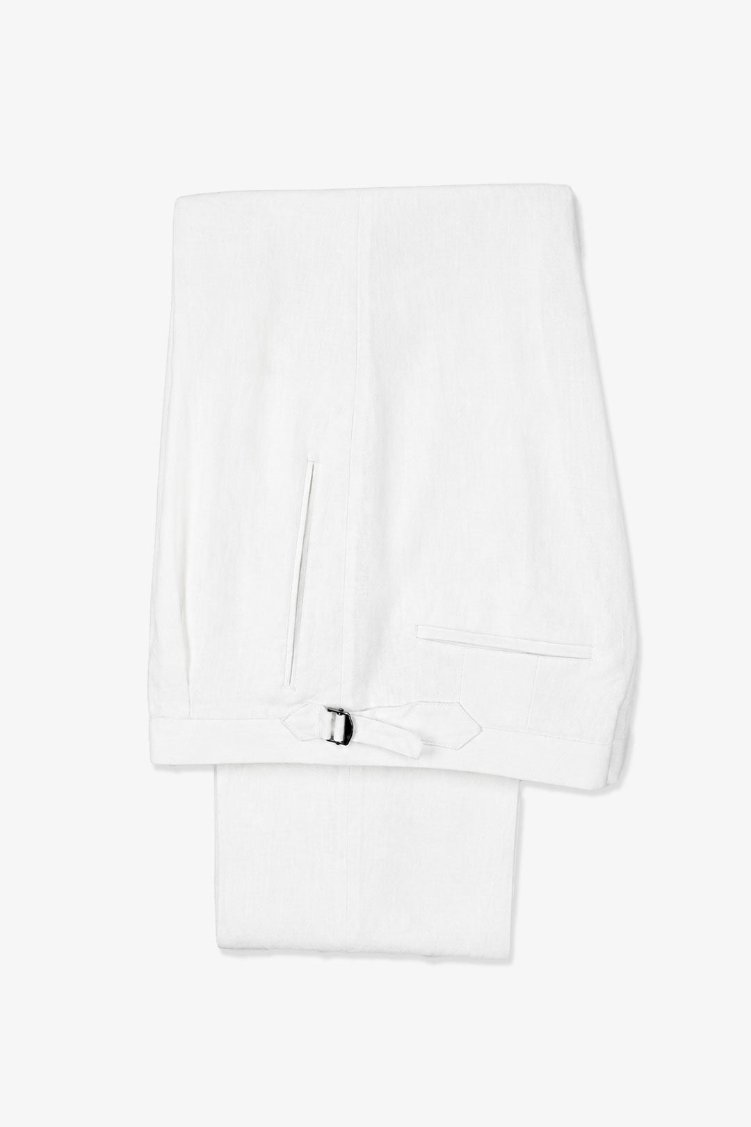 White Linen Single Pleat Wide Leg Trouser