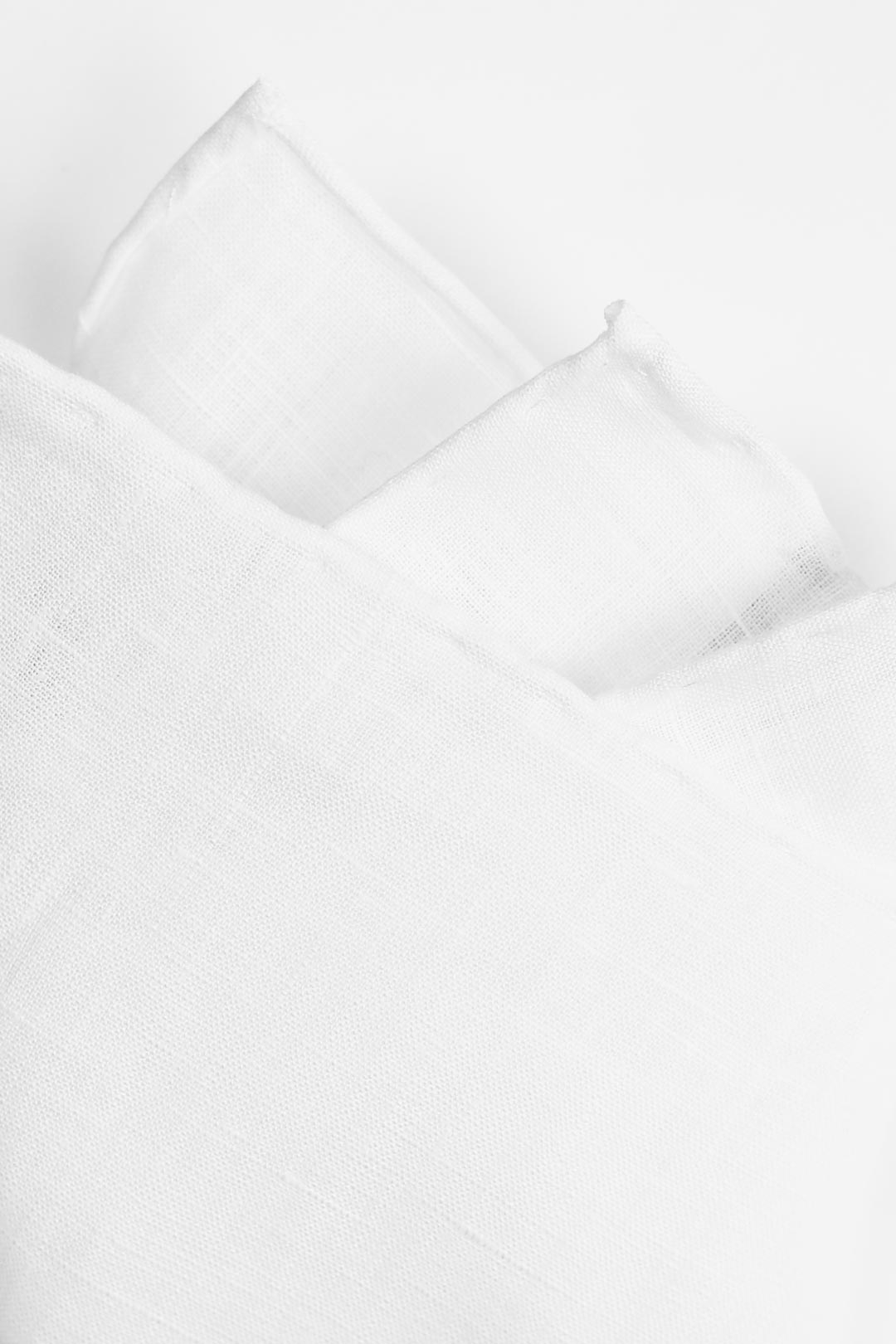 White Pure Linen Hand-rolled Pocket Square