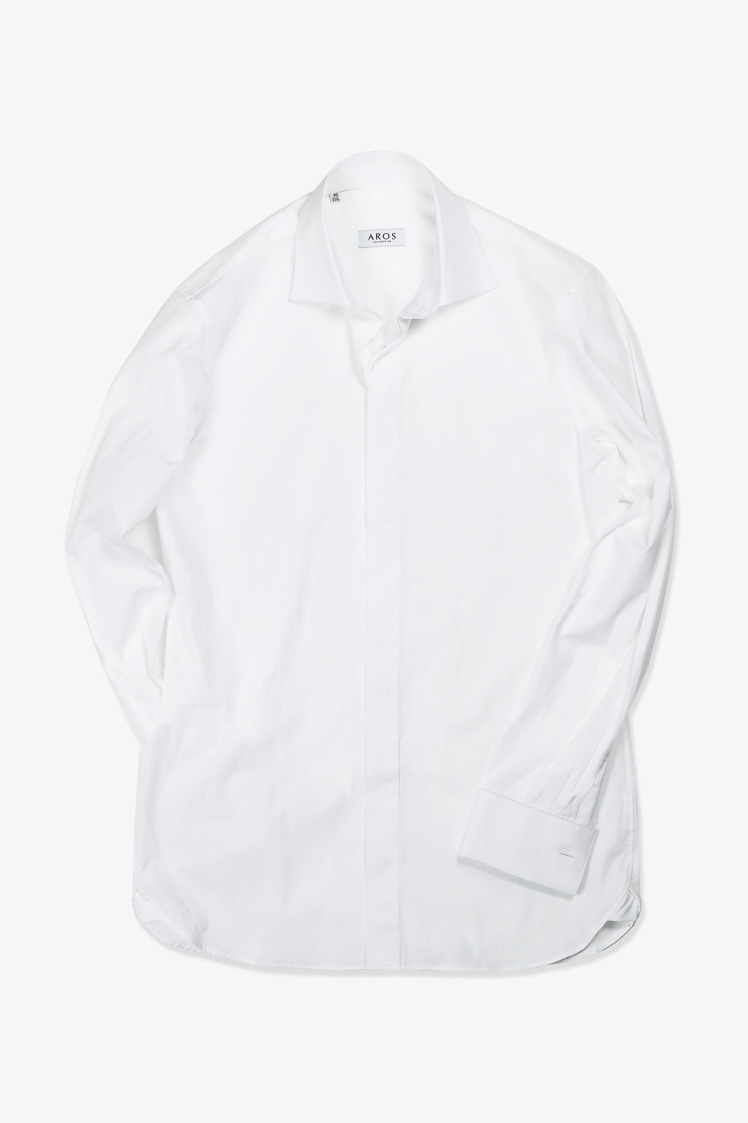 White semi-cutaway double cuff shirt