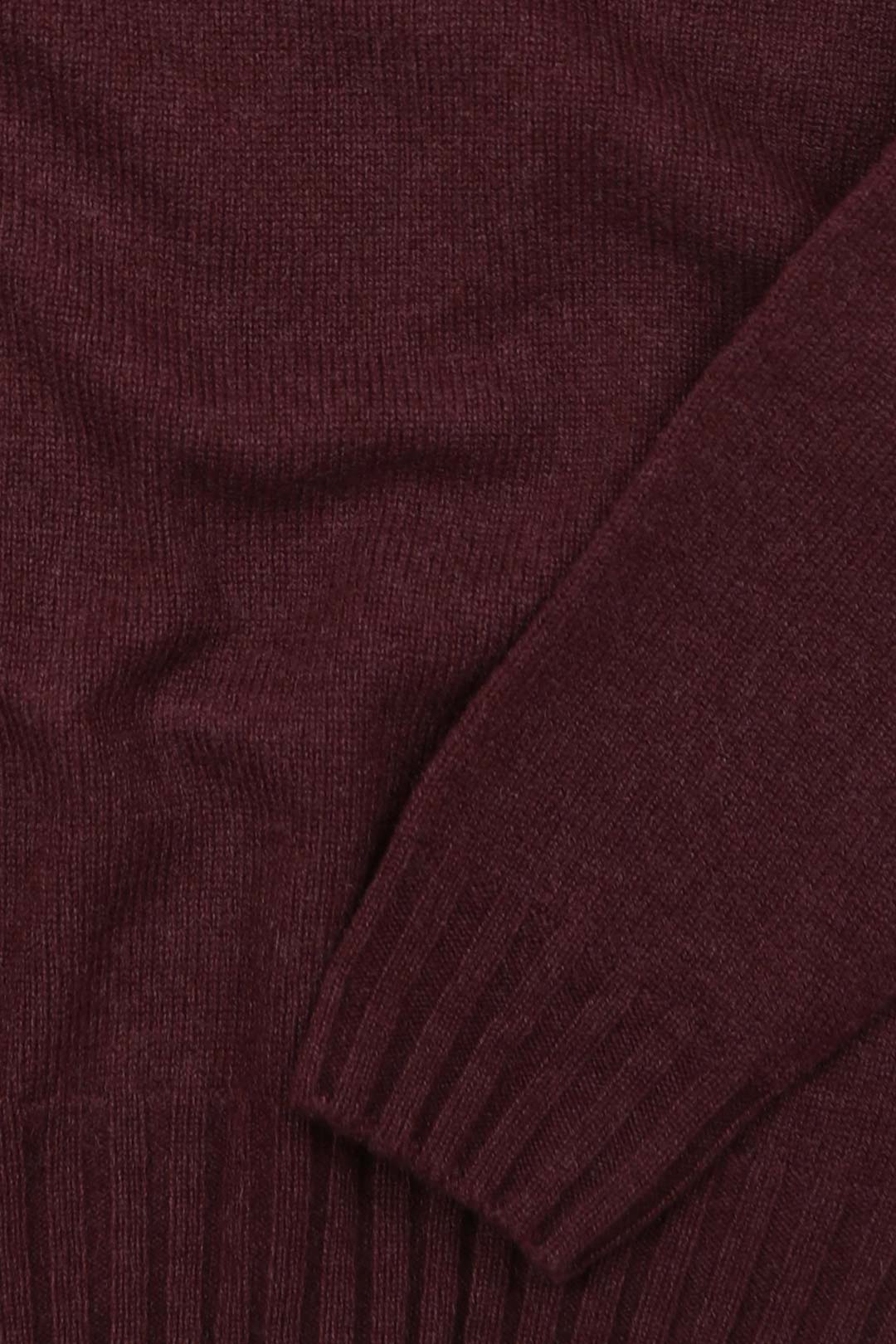 Wine Red Pure Cashmere Turtleneck Sweater