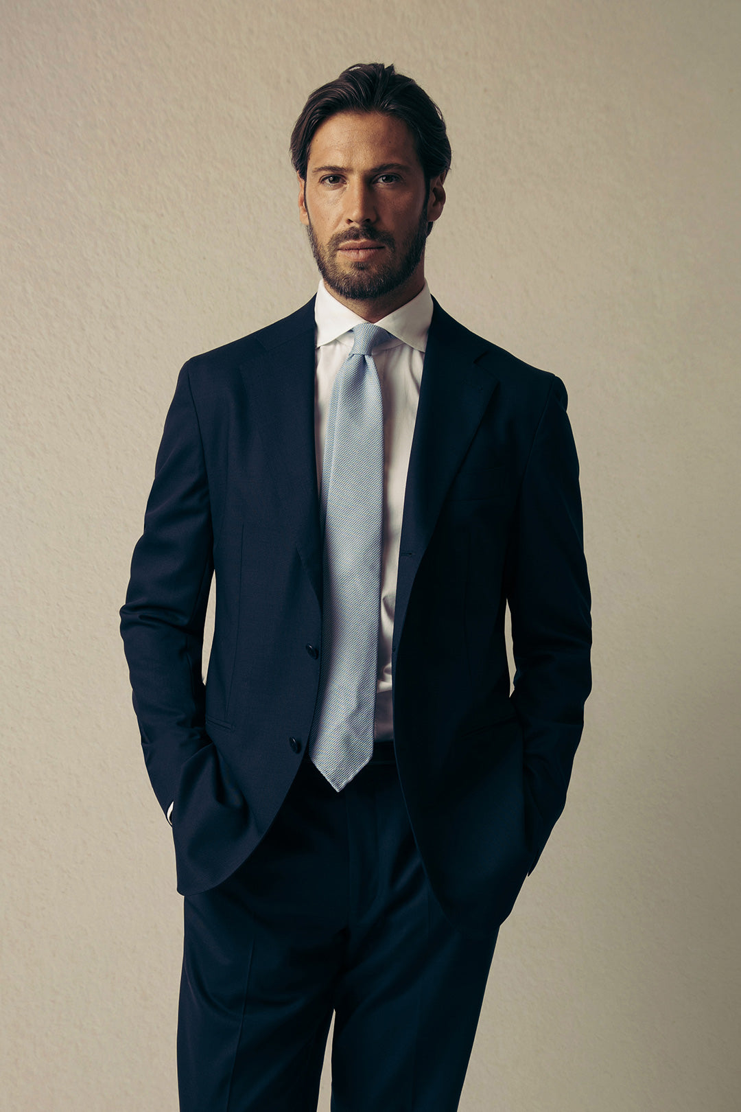 Navy Single Breasted Tropical Wool Suit