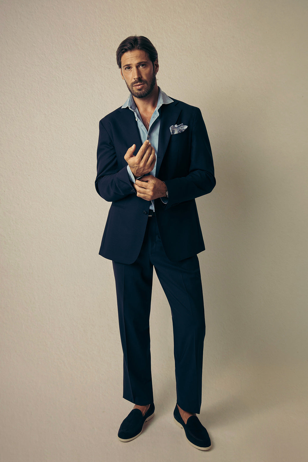 Navy Single Breasted Tropical Wool Suit Trouser